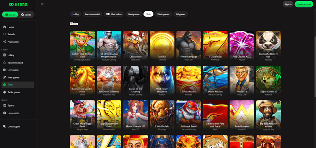 Juegos de Betninja Casino